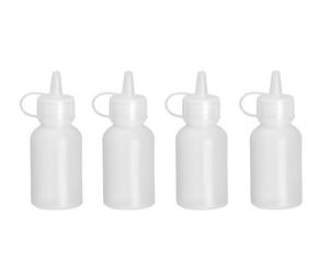 HENDI Mini flacon distributeur, bouteille à condiments et à sauces, réutilisable, set de 4 pièces, à presser, ketchup, moutarde, huile d'olive, vinaigrettes, mousses, 0,03L, ø30x(H)85mm, polyéthylène