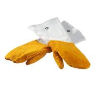 HENDI Moufles de Barbecue, 1 Paire, Résistantes à la Chaleur Jusqu’à 100°C, en Cuir de Vachette, Gants Thermiques pour Four, Grill ou Cuisine, 46cm, Jaune Moutarde et Gris