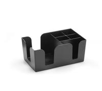 HENDI Organisateur de bar, Bar Caddy, 6 compartiments, unité de rangement pratique pour les pailles, serviettes, mélangeurs et la décoration des cocktails, 240x145x(H)105mm, plastique ABS, noir