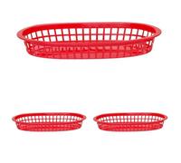 HENDI Paniers de Service, style Fast-Food, 6 Pièces, pour Servir les Frites, les Crevettes, les Rondelles d'Oignons, 272x175x(H)38mm, Polypropylène, Rouge (Lot de 3)