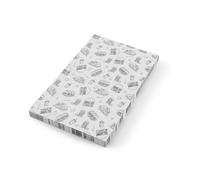 HENDI Papier alimentaire ingraissable, paquet de 500 feuilles, résistant à la graisse, papier paraffiné noir et blanc avec illustrations de hamburgers pour aliments et emballage, 250x350mm