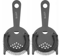 HENDI Passoire à cocktails, BarUp, filtre Hawthorne, passoire à barres, tamis de bar, 160x75x(H)15mm, acier inoxydable avec revêtement en poudre noir (Lot de 2)