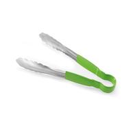 HENDI Pince de service HACCP, poignée enduite aux couleurs HACCP, pince de cuisine, pince alimentaire, pince à barbecue, pince de cuisson, 300 mm, acier inoxydable, vert