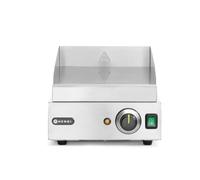 HENDI Plancha à griller électrique lisse, plaque de cuisson, grill barbecue avec tiroir à graisse amovible, température jusqu’à 300°C, 230V, 2000W, 450x300x(H)225mm, inox