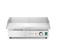 HENDI Plancha à griller électrique lisse, plaque de cuisson, grill barbecue avec tiroir à graisse amovible, température jusqu’à 300°C, 220V, 3000W, 550x430x(H)240mm, inox