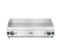 HENDI Plancha à griller électrique mixte 2/3 lisse et 1/3 rainurée, plaque de cuisson, grill barbecue avec tiroir à graisse amovible, température jusqu’à 300°C, 230V, 3500W, 720x530x(H)250mm, inox
