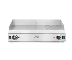 HENDI Plancha à griller électrique mixte 2/3 lisse et 1/3 rainurée, plaque de cuisson, grill barbecue avec tiroir à graisse amovible, température jusqu’à 300°C, 230V, 3500W, 720x530x(H)250mm, inox