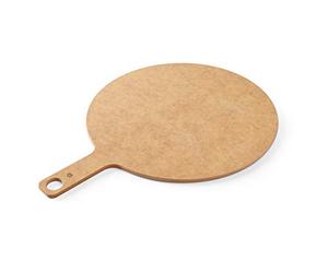 HENDI Planche plateau plaque assiette à pizza, ronde, planche de présentation pour servir les pizzas, avec poignée et trou de suspension, ø406x(H)6mm, en bois