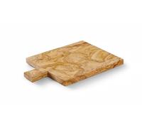 HENDI Planche plateau plaque assiette à servir, à découper, rectangulaire, lisse, planche de présentation, avec poignée, pour les snacks ou la charcuterie, 340x230x(H)22mm, en bois d'olivier