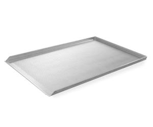 HENDI Plaque de cuisson perforée à 3 bords relevés, format boulangerie | Aluminium, four jusqu'à 260°C, 600x400x(H)20mm, pas au lave-vaisselle