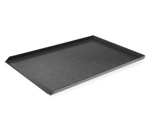 HENDI Plaque de cuisson perforée, format boulangerie 600x400mm, revêtement antiadhésif PTFE, avec 3 bords, aluminium