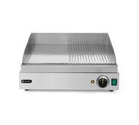 HENDI Plaque de gril, Profi Line, 1/2 lisse, 1/2 rainurée, 230V/2400W, 550x435x(H)245mm