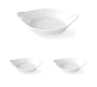 HENDI Plat à four, rond, plat à micro-ondes, 185x152x(H)40mm, porcelaine, blanc cassé (Lot de 3)
