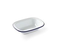 Hendi Plat rectangulaire pour four en acier émaillé blanc bord bleu 175×130×40 mm