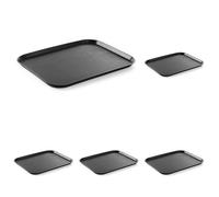 HENDI Plateau de Service, Grand, rectangulaire, Multi-Usage, résistant jusqu'à 80°C, Plateau Fast Food, pour Servir Nourriture et Boissons, Restauration Rapide, 350x450x(H) 20mm, Noir, polypropylène