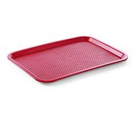 HENDI Plateau de Service, Moyen, rectangulaire, Multi-Usage, résistant jusqu'à 80°C, Plateau Fast Food, pour Servir Nourriture et Boissons, Restauration Rapide, 305x415x(H) 20mm, Rouge, polypropylène
