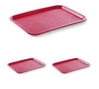 HENDI Plateau de Service, Moyen, rectangulaire, Multi-Usage, résistant jusqu'à 80°C, Plateau Fast Food, pour Servir Nourriture et Boissons, Restauration Rapide, 305x415x(H) 20mm, Rouge, polypropylène
