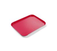 HENDI Plateau de Service, Petit, rectangulaire, Multi-Usage, résistant jusqu'à 80°C, Plateau Fast Food, pour Servir Nourriture et Boissons, Restauration Rapide, 265x345x(H) 20mm, Rouge, polypropylène