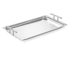 HENDI Plateau de service rectangulaire GN 1/1, avec poignées latérales, compatible lave-vaisselle, 530x325x(H)70mm, acier inoxydable