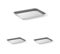HENDI Plateau de Service, rectangulaire, Multi-Usage, pour Buffet, Fast Food et Restauration Rapide, Plats à Servir, de présentation, Passe au Lave-Vaisselle, 205x155x(H) 10mm, Acier Inoxydable