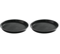 HENDI Plateau de Service, Rond, Bord Haut, Couche antidérapant en Caoutchouc, Multi-Usage, pour Buffet, Fast Food et Restauration Rapide, ⌀320x(H) 37mm, Polypropylene, Noir (Lot de 2)
