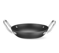 HENDI Poêle de service, avec deux poignées, convient à toutes sources de chaleur, fond: ø110mm, plat, assiette, plateau de service, rôtissage, poêle de cuisson, 195x164x(H)65mm, acier au carbone