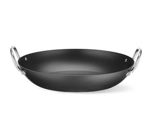 HENDI Poêle de service, avec deux poignées, convient à toutes sources de chaleur, fond: ø185mm, plat, assiette, plateau de service, rôtissage, poêle de cuisson, 297x264x(H)78mm, acier au carbone