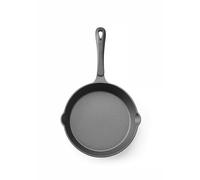 HENDI Poêle en fonte, avec 2 becs verseurs, poêle à frire pour four, feu, cuisinière à gaz, induction, électrique, plaque vitrocéramique, grill, barbecue, poignée: 120mm, ø200x(H)40mm