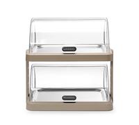 HENDI Présentoir buffet réfrigérant UNIQ 2 niveaux, Beige | Socle et couvercles coulissants roll-top en ABS, plateaux en acier inoxydable, accumulateurs de froid, 480x355x(H)480mm