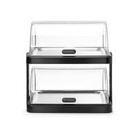 HENDI Présentoir buffet réfrigérant UNIQ 2 niveaux, Noir | Socle et couvercles coulissants roll-top en ABS, plateaux en acier inoxydable, accumulateurs de froid, 480x355x(H)480mm