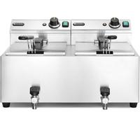 HENDI Profi Line friteuse avec robinet de vidange, 2 × 8 l, Profi Line, 16L, 230V/7000W, 610x515x(H)369mm