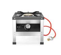 HENDI Réchaud à Gaz Professionnel Hokker pour Utilisation en Intérieur, avec Thermocouple et Allumage Électronique, Compatible Gaz Propane et Butane, 6,0kW, 400x440x(H)390mm, Acier Inoxydable