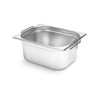 HENDI Récipient gastronorme avec poignées, convient pour les plats, bain-marie, fours, congélateurs, résistant aux températures de -40 °C à 300 °C, 6,25 l, GN1/2, 325 x 265 x 100 mm (H x H), acier