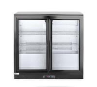 HENDI Réfrigérateur sous comptoir pour boissons Arktic, portes coulissantes doubles, 158L, 0-10°C, 220V, 160W, 900x520x(H) 865mm, acier revêtu par poudre noir
