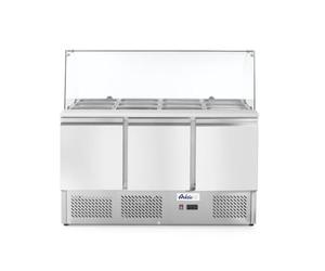HENDI Saladette 3 Portes avec Vitrine Réfrigérée En Verre 380L