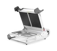 HENDI Scellant à coque double avec 2 matrices, pour rouleaux de film | Pour fermer les emballages alimentaires, 2 zones de chauffage, machine à sceller, 230 V/1400 W, 653 x 487 x (H) 190 mm