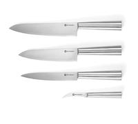 HENDI Set de couteaux de cuisine, 4 pièces, compris couteau de chef, à découper, à éplucheur, poignée ergonomique, résistante à la corrosion, lames durables, en une seule pièce d'acier inoxydable