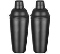 HENDI Shaker à Cocktail, BarUp, 750ml, shaker Cobbler 3 pièces, usage universel, outil de préparation de cocktails tout-en-un, ø85x(H)240mm, acier inoxydable avec revêtement en poudre noir (Lot de 2)