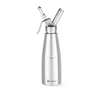 HENDI Siphon à chantilly, avec 3 douilles en polypropylène ainsi que 1 brosse de nettoyage, pour mousses, desserts et sauces, siphon à crème, 1000ml, ø98x(H)330mm, acier inoxydable