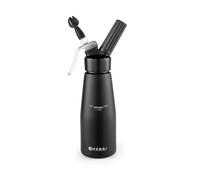 HENDI Siphon à chantilly, avec 3 douilles en polypropylène ainsi que 1 brosse de nettoyage, pour mousses, desserts et sauces, siphon à crème, 500ml, ø80x(H)260mm, aluminium, noir
