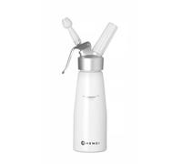 HENDI Siphon à Chantilly, avec 3 Douilles en polypropylène Ainsi Que 1 Brosse de Nettoyage, pour mousses, Desserts et sauces, Siphon à crème, 500ml, ø80x(H) 260mm, Aluminium, Blanc