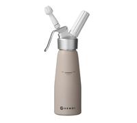 HENDI Siphon à chantilly, avec 3 douilles en polypropylène et brosse de nettoyage, siphon de cuisine, siphon à crèmes mousses desserts et sauces froides, 0,5L, ø80x(H)260mm, aluminium, taupe