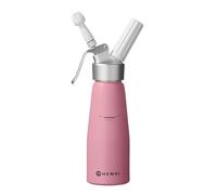 HENDI Siphon à chantilly, avec 3 douilles en polypropylène et brosse de nettoyage, siphon de cuisine, siphon à crèmes mousses desserts et sauces froides, 0,5L, ø80x(H)260mm, aluminium, rose pastel