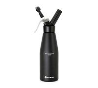 HENDI Siphon à chantilly, avec 3 douilles en polypropylène et brosse de nettoyage, siphon de cuisine, siphon à crèmes mousses desserts et sauces froides, 0,95L, ø95x(H)320mm, aluminium, noir