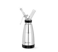 HENDI Siphon à chantilly - Siphon de cuisine à double paroi 0,5L - Pour crèmes, mousses, desserts et sauces chaudes et froides - 3 douilles, brosse de nettoyage - ø95x(H)275mm - Acier inoxydable