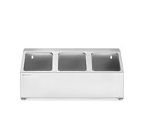 HENDI Support pour Bacs Gastronorm, Organiseur de Cuisine avec 3 Compartiments (3x GN 1/6), Antidérapant et Fixation Murale, 512x245x(H)215mm, Acier Inoxydable