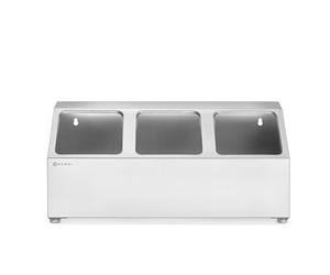 HENDI Support pour Bacs Gastronorm, Organiseur de Cuisine avec 3 Compartiments (3x GN 1/6), Antidérapant et Fixation Murale, 512x245x(H)215mm, Acier Inoxydable
