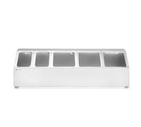 HENDI Support pour récipients Gastronorm - 5 compartiments - 3 x GN1/6-2 x GN1/9 - Pieds en caoutchouc antidérapants - Montage mural au choix - Récipient à ingrédients - Armature GN - 745 x 245 x