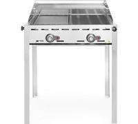 HENDI Système de gril Green Fire 2 brûleurs, Profi Line, 2 grilles en acier inoxydable Gastronorm 1/1, 11,6kW, 740x612x(H)825mm