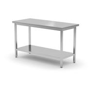 HENDI Table de travail centrale, plan de travail renforcé, avec étagère, vissée, pieds réglables, pour hôtels, restaurants, bars, cuisines, 1000x600x(H)850 mm, acier inoxydable